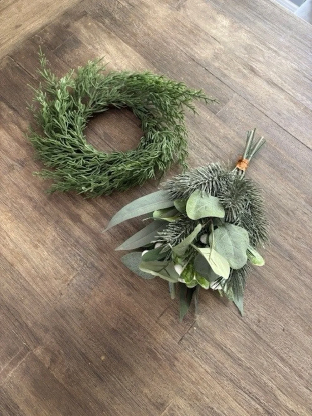 Christmas Florals and Mini Faux Cedar Wreath